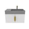 Castello Usa Amazon 30-inch White Right Vanity Set with Gray Top and Gold Handles CB-MC-30W-GLD-2056R-GR - alternate 2
